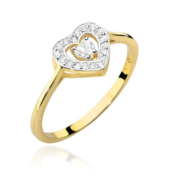 Pierścionek Diament 0,10ct żółte złoto 375