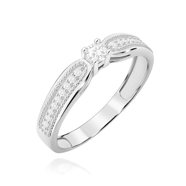 Pierścionek Diament 0,08ct białe złoto 375