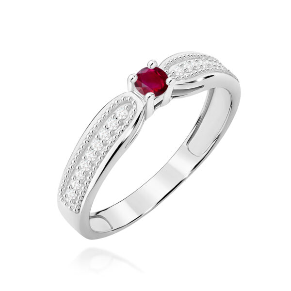 Pierścionek Rubin 0,15ct białe złoto 375