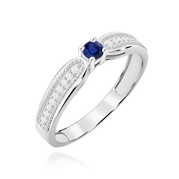 Pierścionek Szafir 0,15ct białe złoto 375