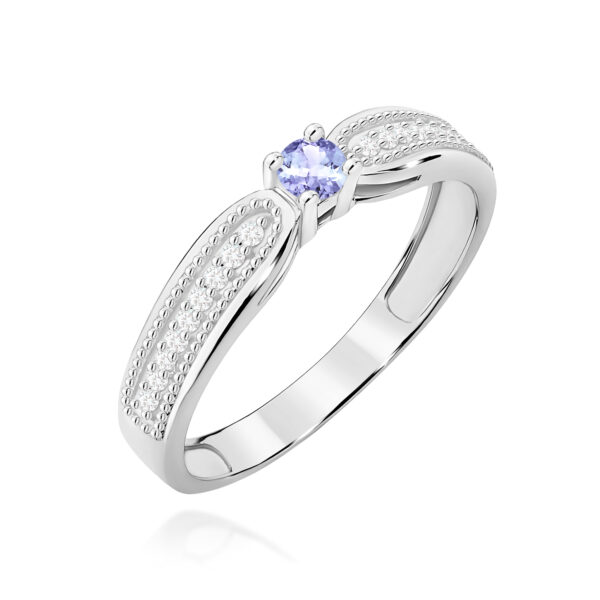 Pierścionek Tanzanit 0,15ct białe złoto 375