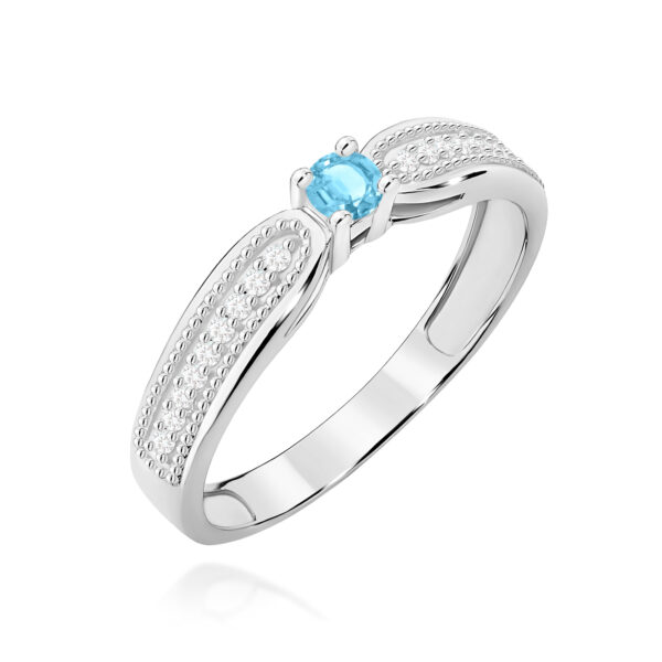 Pierścionek Topaz Swiss 0,15ct białe złoto 375