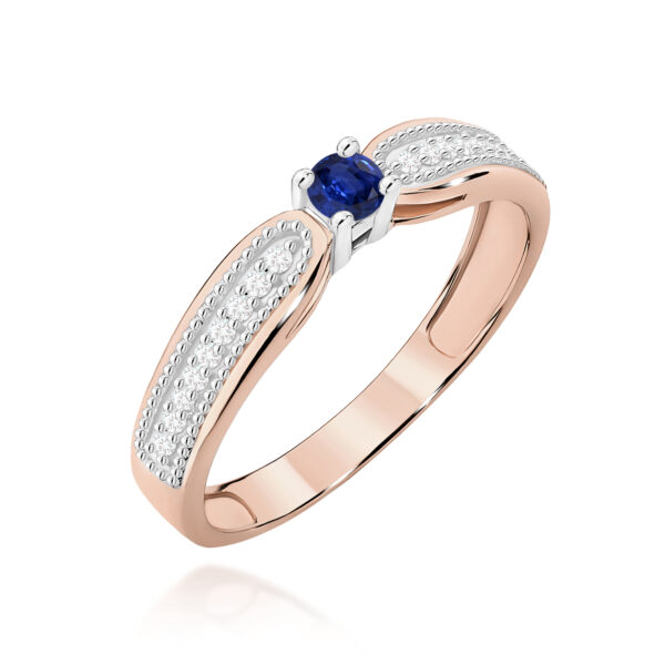 Pierścionek Szafir 0,15ct różowe złoto