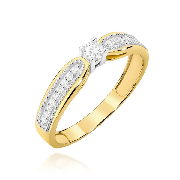 Pierścionek Diament 0,08ct żółte złoto
