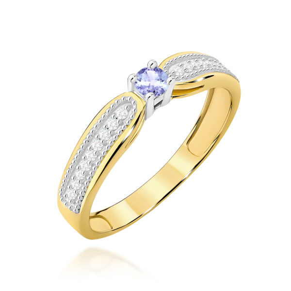 Pierścionek Tanzanit 0,15ct żółte złoto
