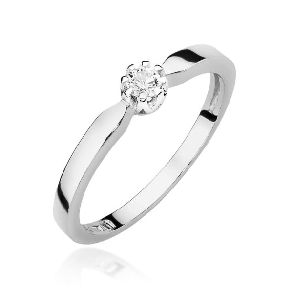 Pierścionek Diament 0,10ct białe złoto 375