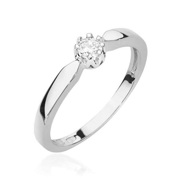 Pierścionek Diament 0,15ct białe złoto 375