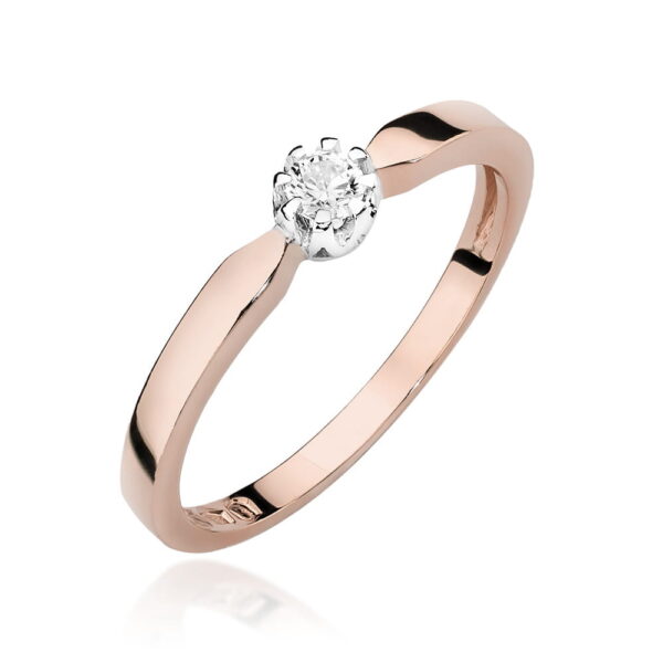 Pierścionek Diament 0,10ct różowe złoto