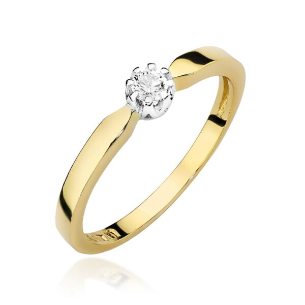 Pierścionek Diament 0,08ct żółte złoto
