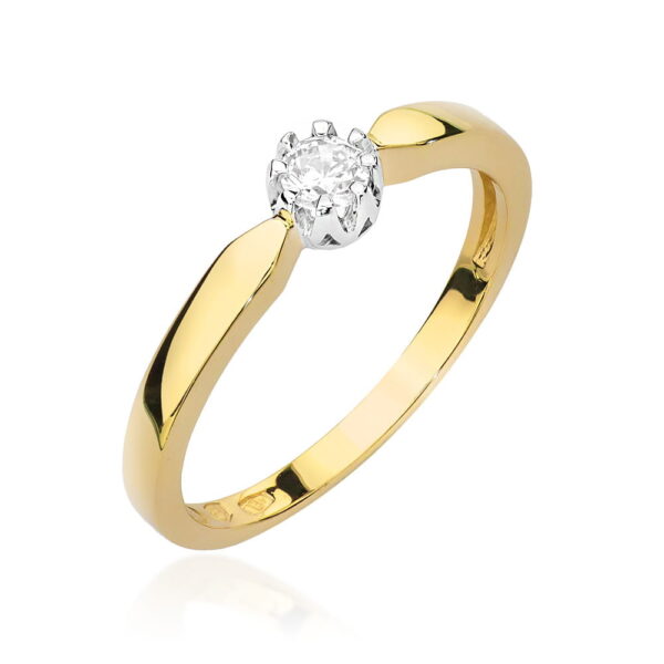 Pierścionek Diament 0,15ct Żółte złoto 375