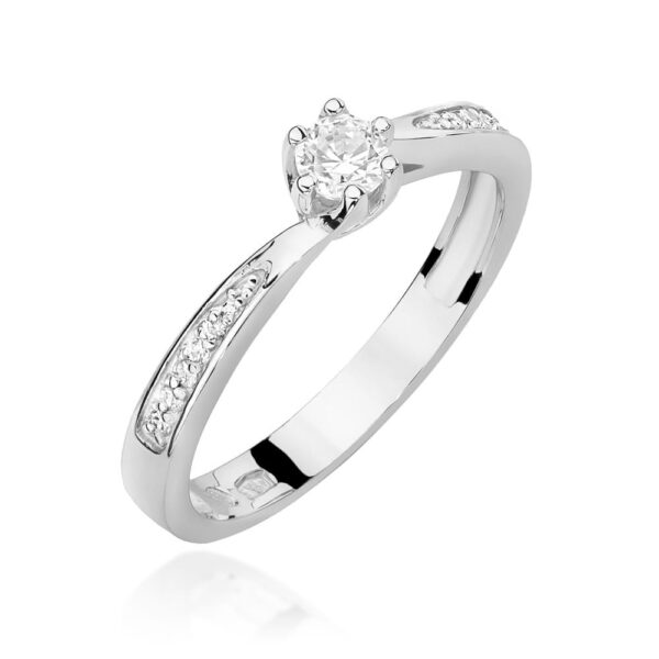 Pierścionek Diament 0,15ct białe złoto 375