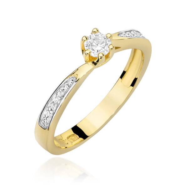 Pierścionek Diament 0,15ct żółte złoto