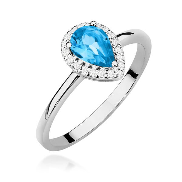 Pierścionek Topaz Swiss 0,90ct białe złoto 375