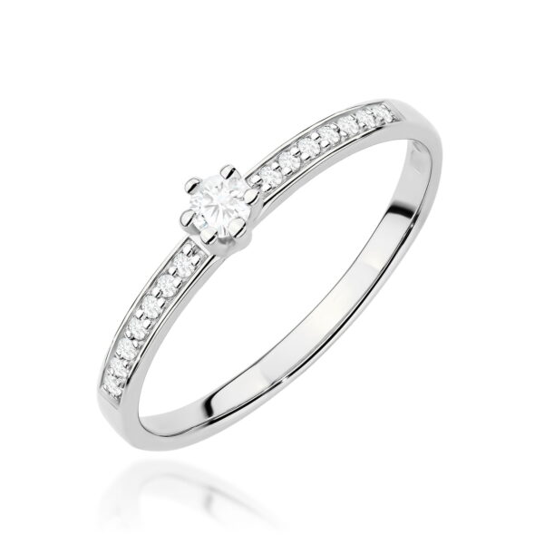 Pierścionek Diament Laboratoryjny 0,10ct białe złoto 375