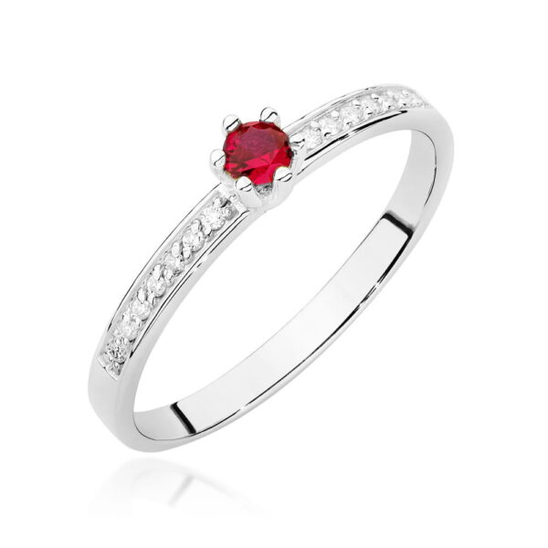 Pierścionek Rubin 0,15ct białe złoto 375