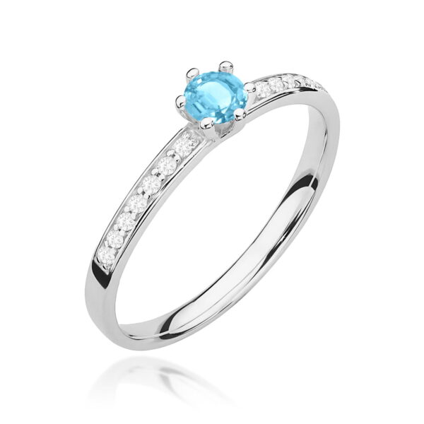 Pierścionek Topaz Swiss 0,15ct białe złoto 375