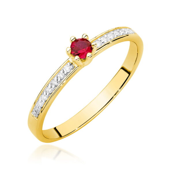 Pierścionek Rubin 0,15ct żółte złoto