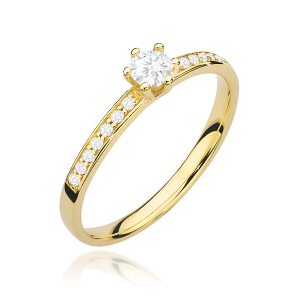 Pierścionek Diament 0,10ct Żółte złoto 375