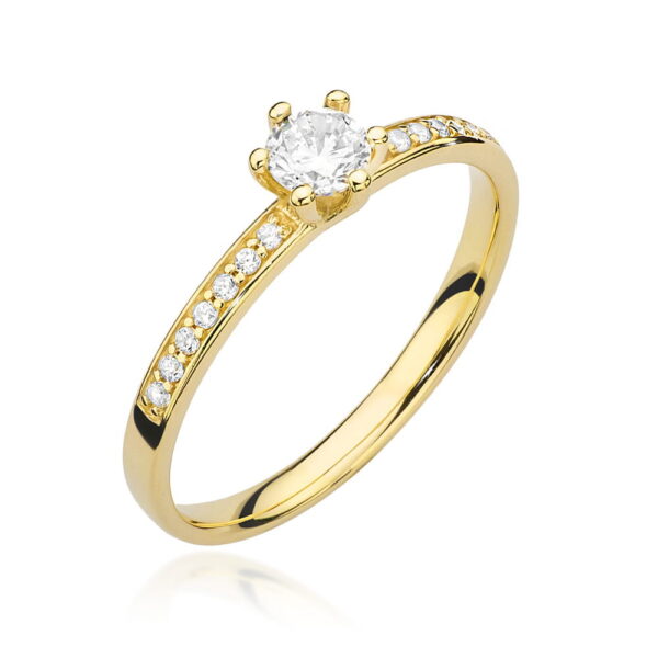Pierścionek Diament 0,25ct żółte złoto 375
