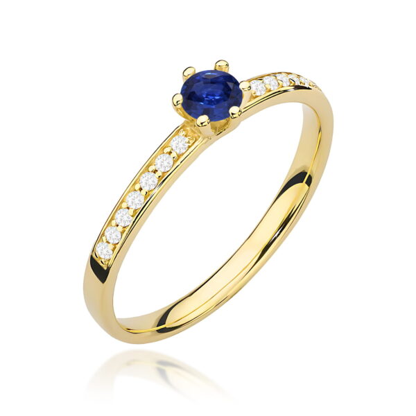 Pierścionek Szafir 0,15ct żółte złoto 375