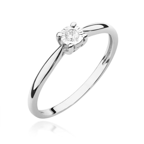 Pierścionek Diament 0,08ct białe złoto 375