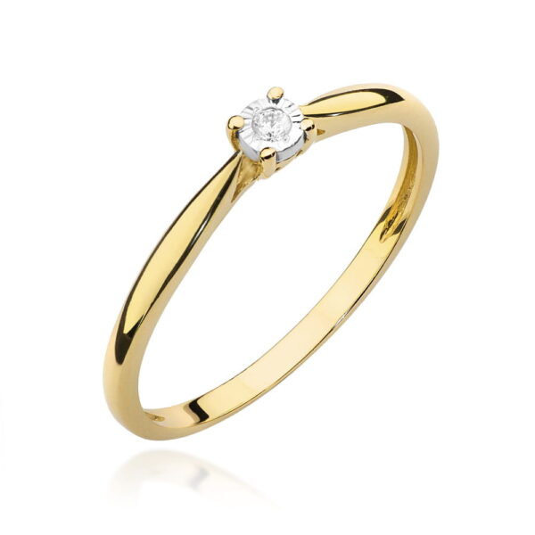 Pierścionek Diament 0,01ct żółte złoto