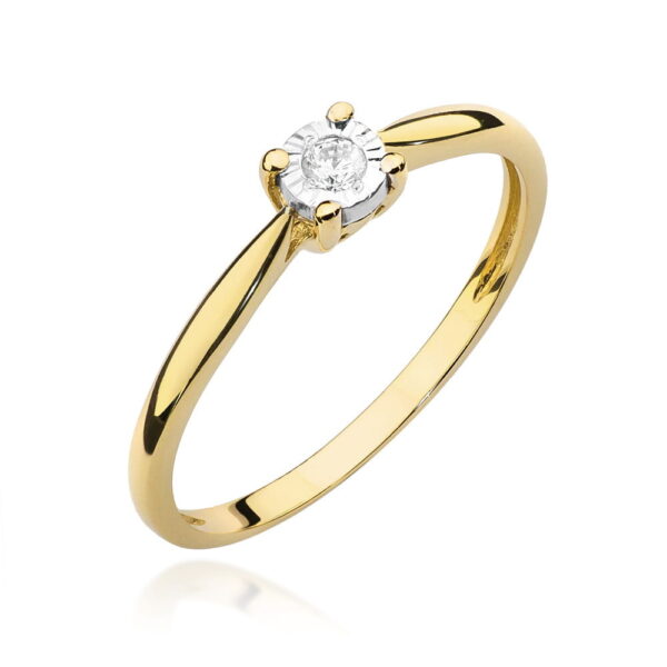 Pierścionek Diament 0,08ct żółte złoto