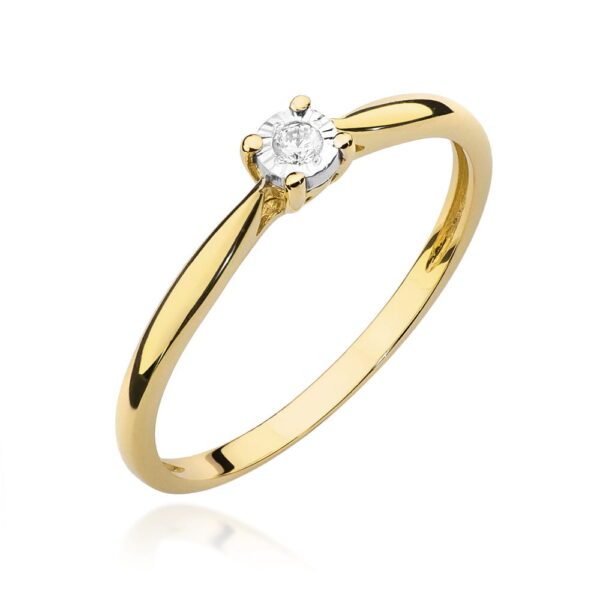 Pierścionek Diament 0,03ct Żółte złoto 375