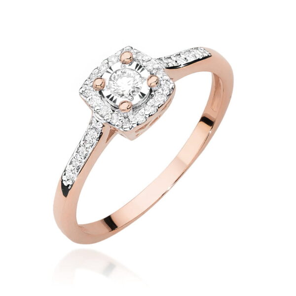 Pierścionek Diament 0,08ct różowe złoto