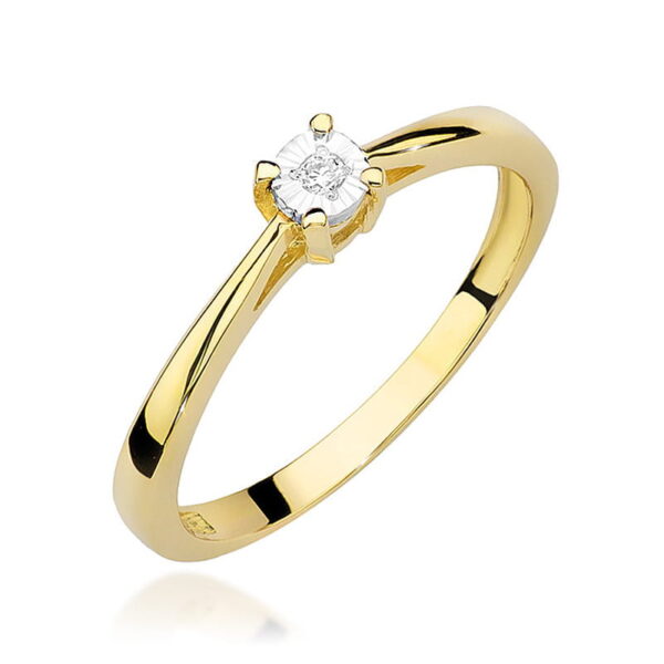Pierścionek Diament 0,02ct żółte złoto 375