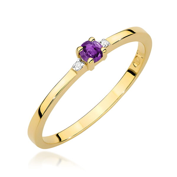 Pierścionek Ametyst 0,10ct żółte złoto