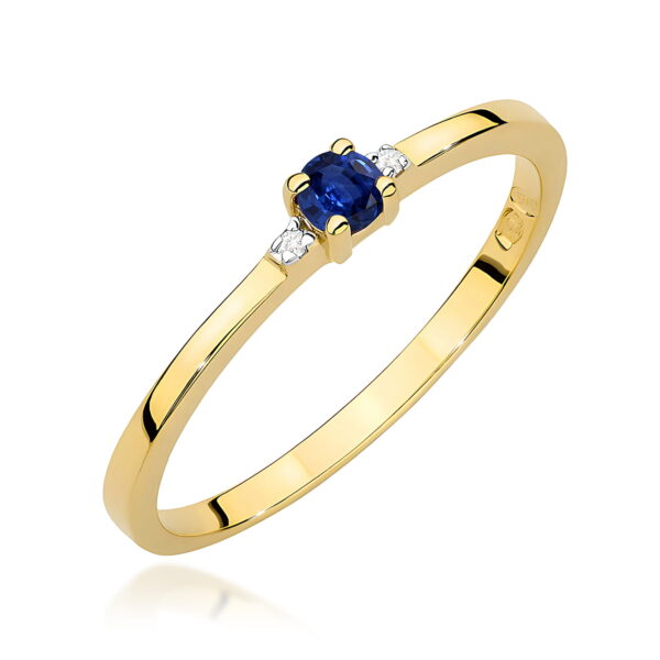 Pierścionek Szafir 0,15ct żółte złoto
