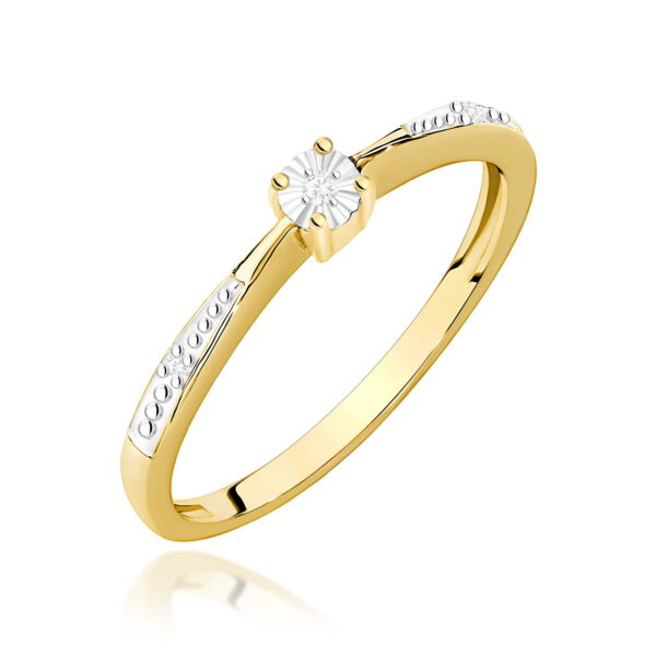 Pierścionek Diament 0,01ct żółte złoto 375