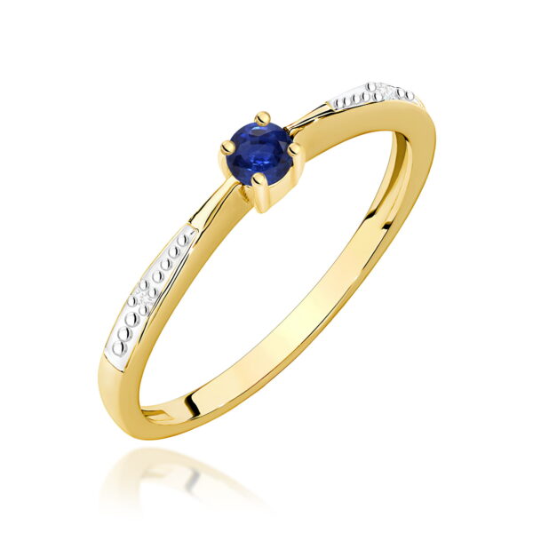 Pierścionek Szafir 0,15ct żółte złoto 375