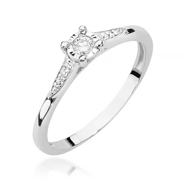 Pierścionek Diament 0,08ct białe złoto