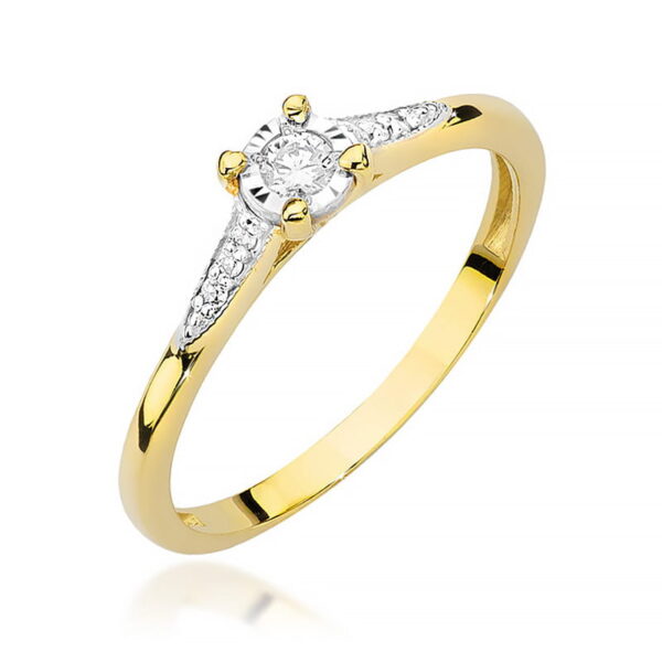Pierścionek Diament 0,08ct żółte złoto