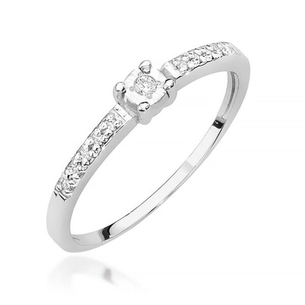 Pierścionek Diament 0,02ct białe złoto 375