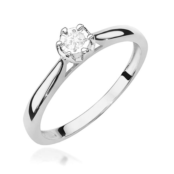 Pierścionek Diament 0,08ct białe złoto 375