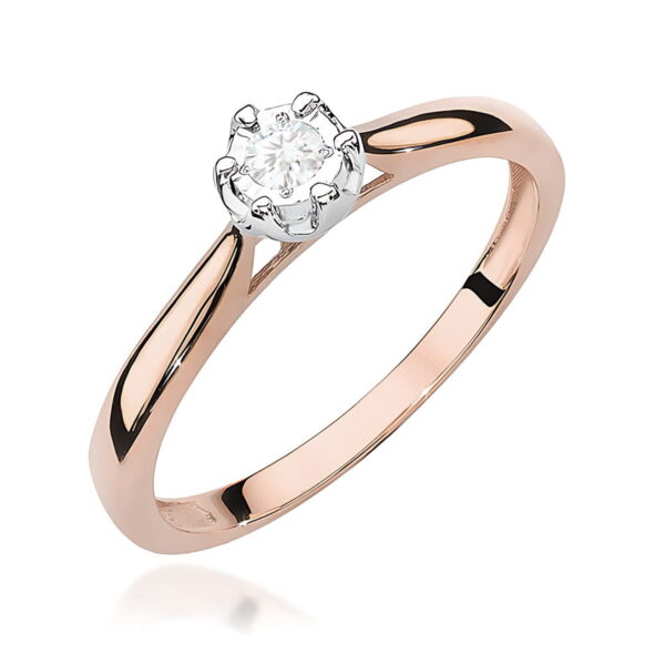 Pierścionek Diament 0,08ct różowe złoto