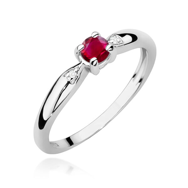 Pierścionek Rubin 0,15ct białe złoto