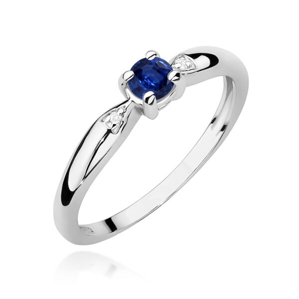Pierścionek Szafir 0,15ct białe złoto