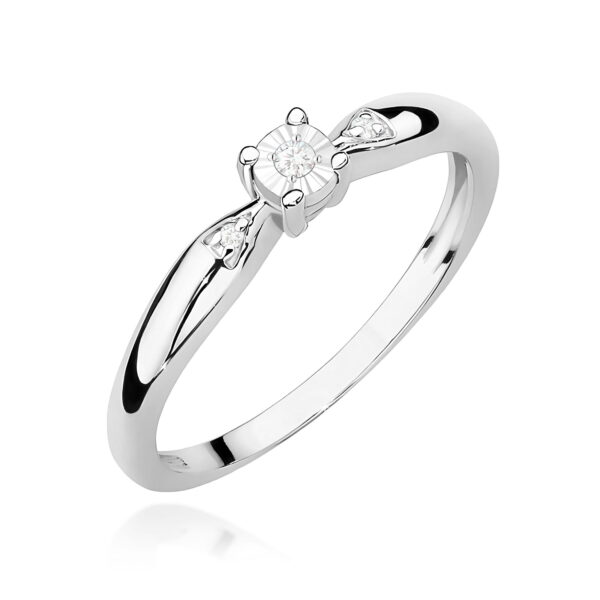 Pierścionek Diament 0,02ct białe złoto 375