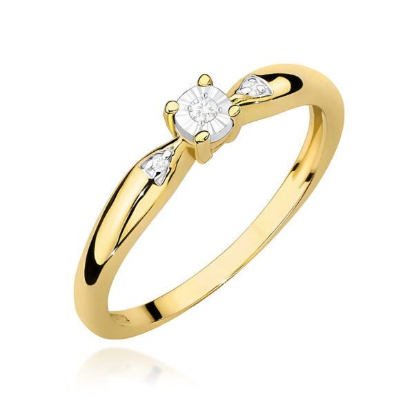 Pierścionek Diament 0,02ct żółte złoto 375