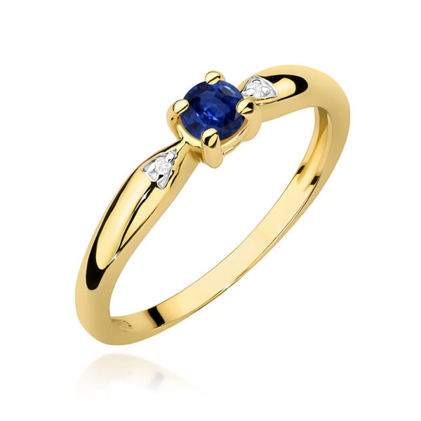 Pierścionek Szafir 0,15ct żółte złoto 375