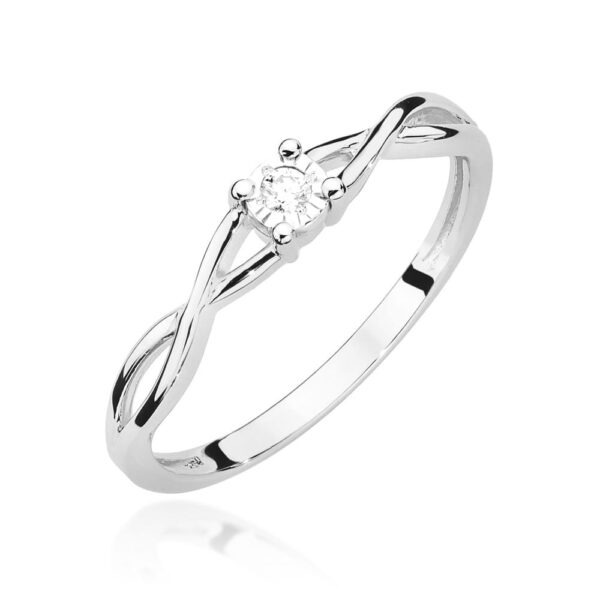 Pierścionek Diament 0,03ct białe złoto 375