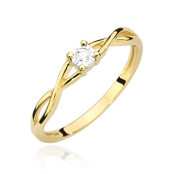 Pierścionek Diament 0,03ct żółte złoto 375