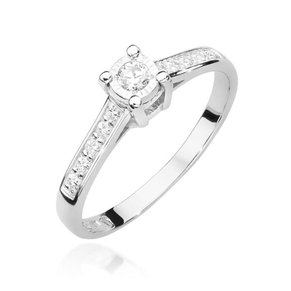 Pierścionek Diament 0,08ct białe złoto