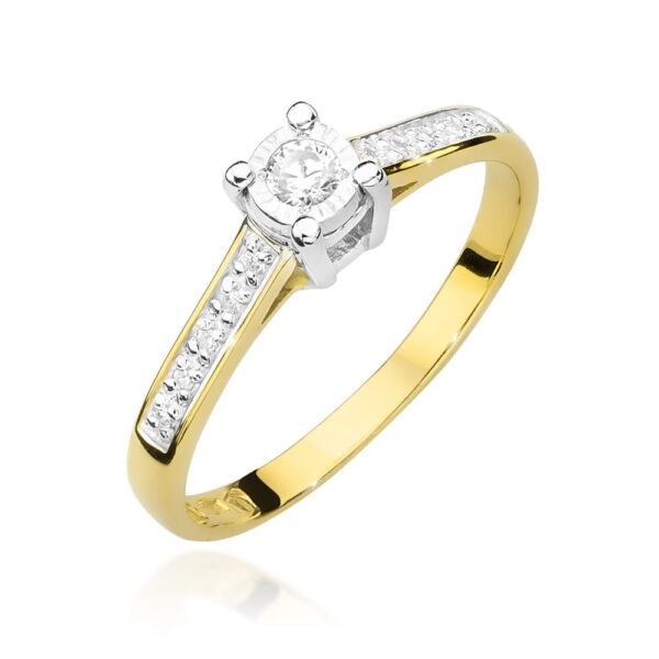 Pierścionek Diament 0,08ct żółte złoto