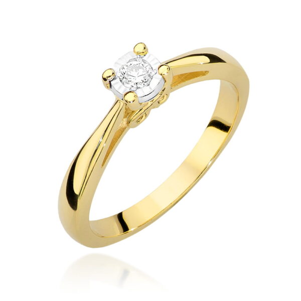 Pierścionek Diament 0,08ct żółte złoto 375