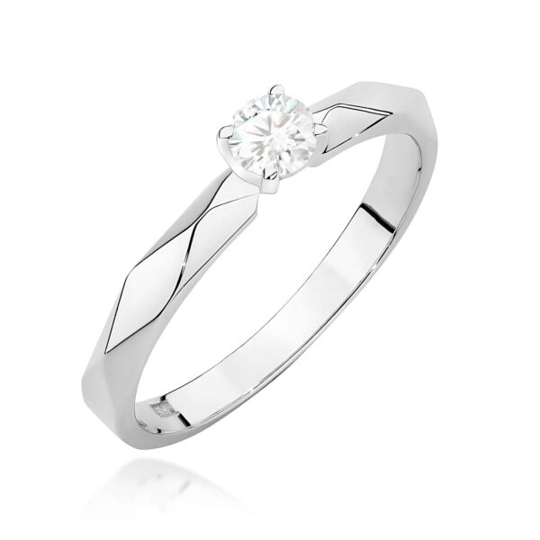 Pierścionek Diament 0,10ct białe złoto 375